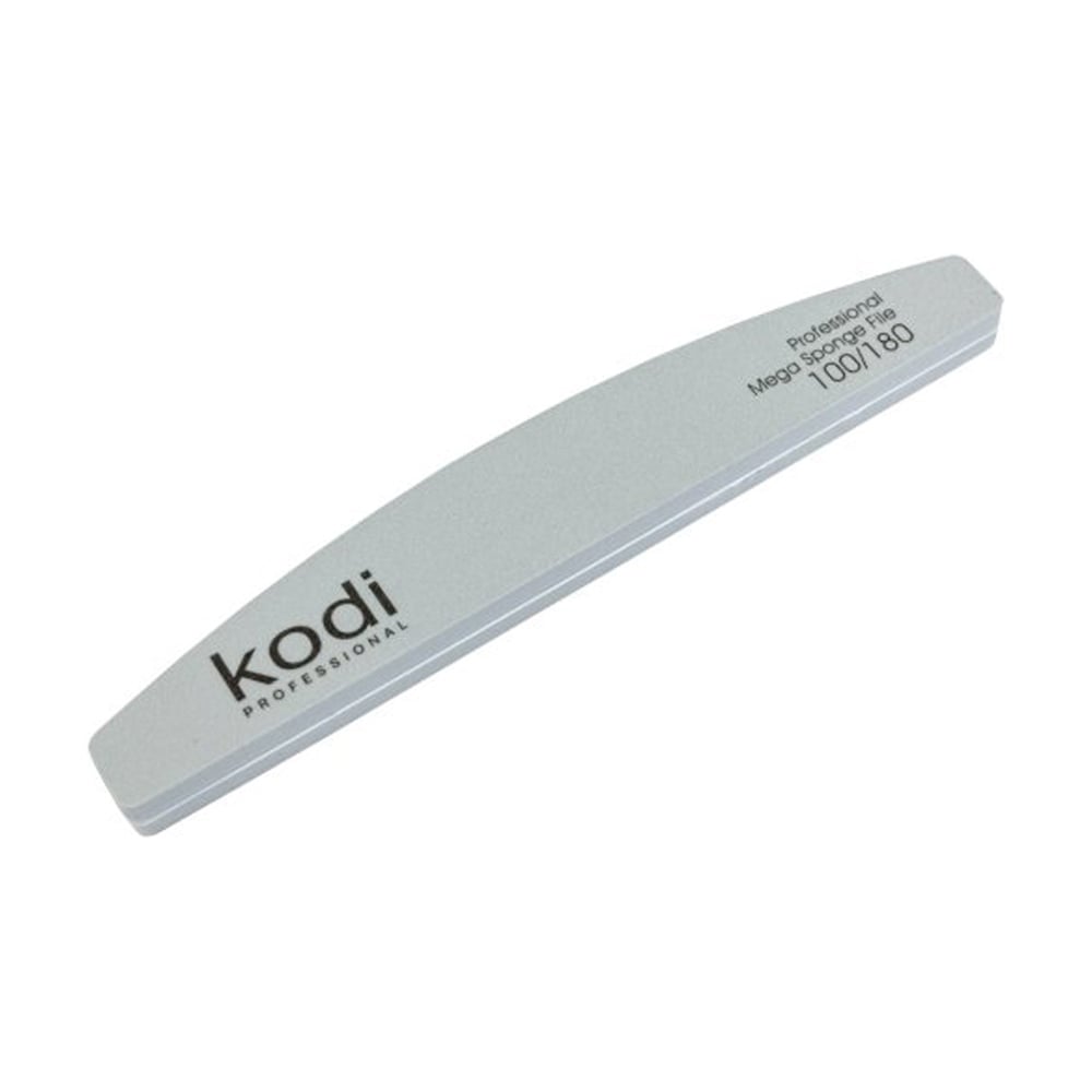 Пилка-баф для нігтів Kodi Professional 155, 100/180 грит, півмісяць, сіра, 178*28 *11.5 мм